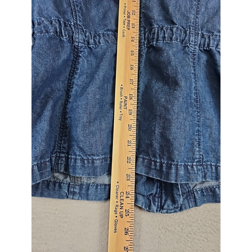 Talbots Petite Denim Utility Jacket Size P Blue Drawstring Waist Cotton/Hemp - Picture 11 of 12